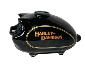 Vintage Harley Davidson Piggy Bank Hog Gas Tank Black Pig Ceramic 6.5"x 3.5"x4" - Picture 1 of 6