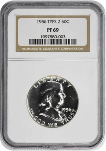 1956 Franklin Silver Half Dollar Type 2 PR69 NGC - Picture 1 of 2