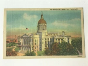 Postcard GA Georgia State Capitol Atlanta Daytime View 1930's 1940's - Picture 1 of 2