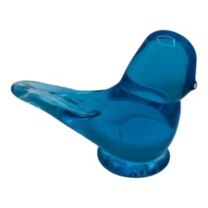 Vintage 1993 Ron Ray signierte blaue Vogel des Glücks Glasfigur 3,75" x 2,75" - Bild 1 von 6