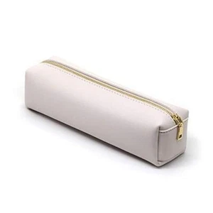 PU Pencil Pen Case Portable Stationery Bag Big Capacity Pencil Pouch Beige - Picture 1 of 8