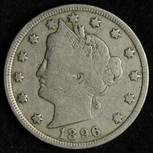 1896 Liberty V Nickel FINE E166 UQNJ - Picture 1 of 2