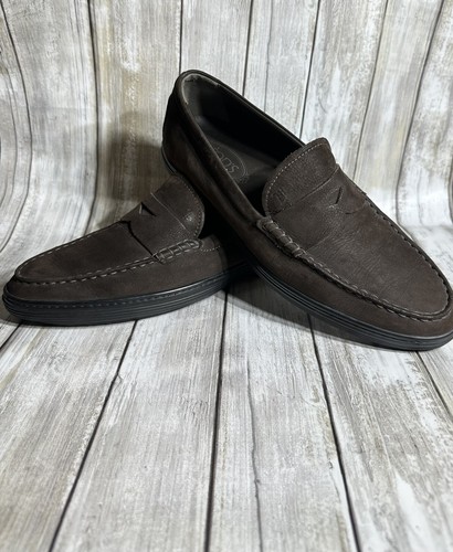 TOD’S Mocassini scarpe da uomo Tod's taglia 8 (US) 41 (UE) marroni guidatori pelle scamosciata