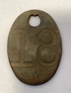 Vintage Number 18 Tag Heavy Brass Numbered Cow Cattle Tag Oval Stamped 3" - Picture 1 of 3