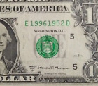 Double Date Note One Dollar $1 Bill Fancy Serial # 19961952