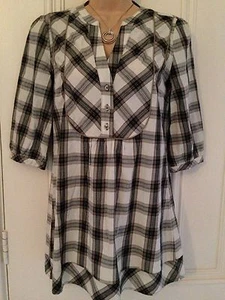 Autograph weekend size 8 off white & grey check/tartan blouse - Picture 1 of 12