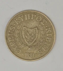 Escudo de armas Chipre 1991 20 centavos tipo 2-KM#62,6-Schon#70 - Imagen 1 de 2