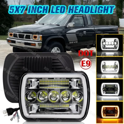 7x6" 5x7" LED Headlight DRL Hi/Lo Beam For Nissan Pickup Hardbody 240SX D21 NX - Image 1 of 4