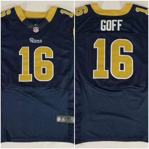 JARED GOFF St Louis / Los Angeles Rams #16 Nike NFL Blue Gold Jersey Men 52 Sewn Cover