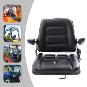 Black Seat Universal Forklift Suspension Seat Fits Clark Cat Hyster Yale Toyota - Picture 1 of 14