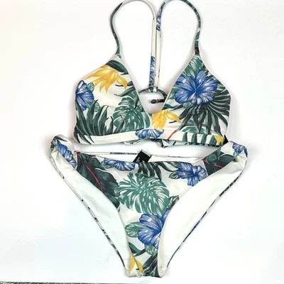 Hurley Womens MED Lanai Hawaiian Floral Reversible Surf Bikini Bathing Suit NEW - Image 1 of 4