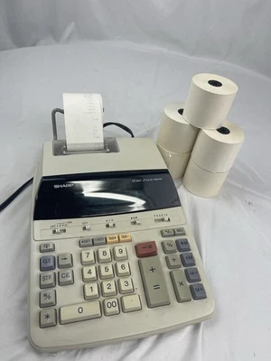 Sharp EL-2192Rll Adding Machine Calculator 12 digit 2 color + 6 Rolls Of Paper - Image 1 of 4