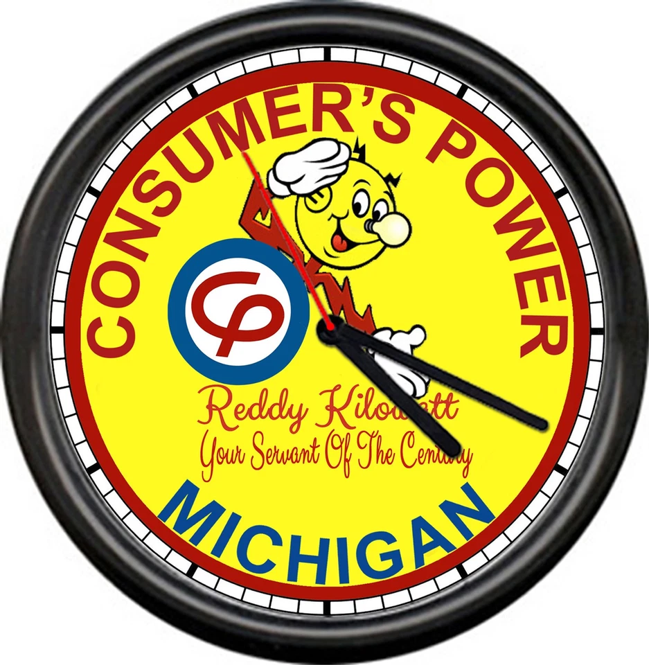 Reddy Kilowatt Electrician Utility Consumer's Power Michigan Sign Wall Clock - Image 1 of 1