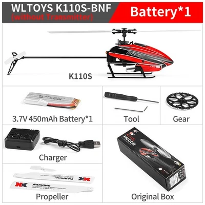Wltoys XK K110S 6CH 3D 6G System Single Paddle Brushless RC Helicopter Aircraft - Image 1 of 4