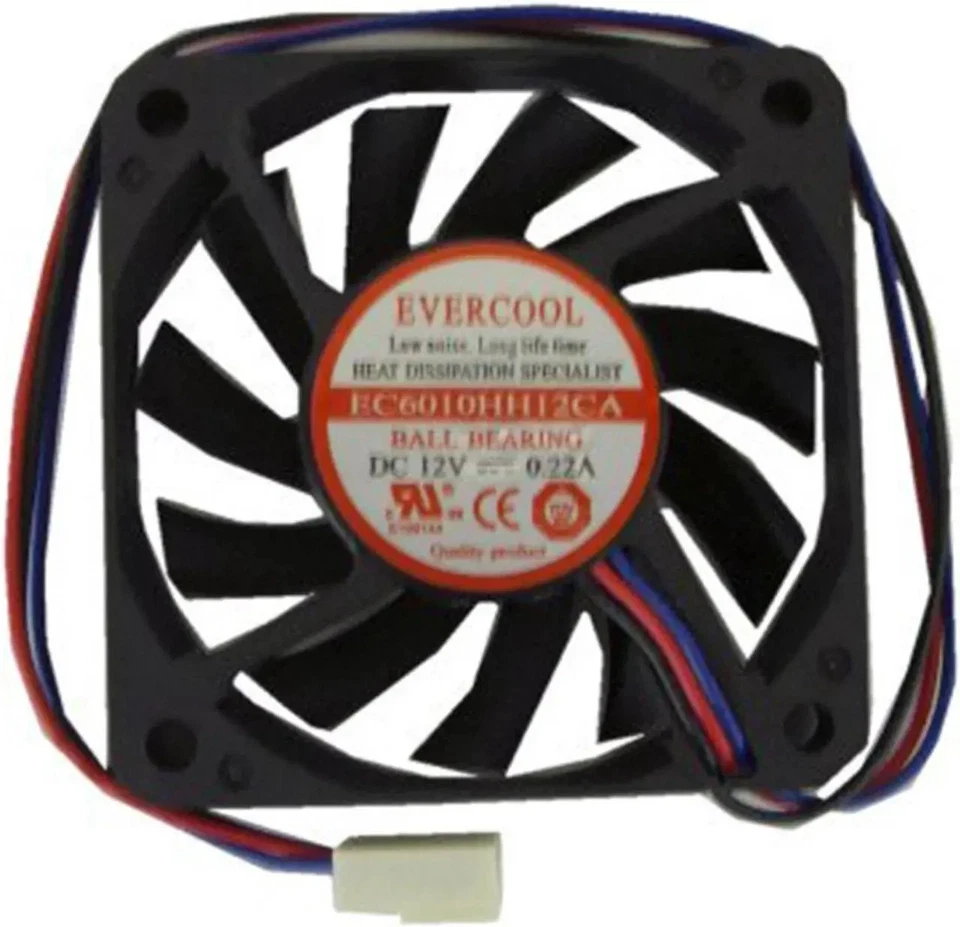 Evercool 60mm x 10mm EC6010HH12CA 12V Computer Case Ball Bearing Fan 3-Pin - Image 1 of 1