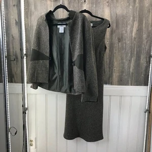 Conjunto de vestido y blazer vintage Jessica Howard verde y marrón talla S - Imagen 1 de 7