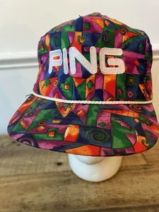 VTG Ping Golf Hat Flags Paisley All Over Print Colorful Leather Strap Read - Picture 1 of 22