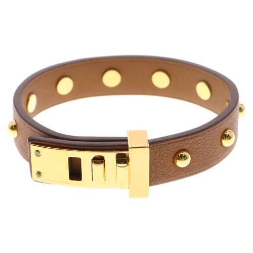 HERMÈS Bracciale HERMES Mini Cane Cloulon Oro Veloce Oro Ferramenta Pelle X Incisione Ex+