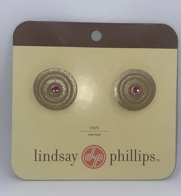 Lindsay Phillips 可互换鞋扣 'Cori' 金色 带粉红色宝石  — 第 1/4 张图片