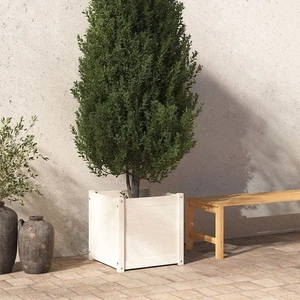 Maceta de jardín de madera maciza blanca de pino 19,7 pulgadas x 19,7 pulgadas x 19,7 pulgadas - Imagen 1 de 8