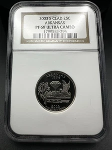 2003-S Arkansas State Quarter NGC PF69 Ultra Cameo – Proof Deep Mirror Finish - Picture 1 of 2
