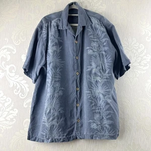 Vintage Tommy Bahama Hawaiian Shirt - Large 70% Silk 30% Linen Stitched Design - Picture 1 of 14