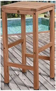 Piatto 30" Teak Wood Backless Square Outdoor Patio Barstool - Picture 1 of 3