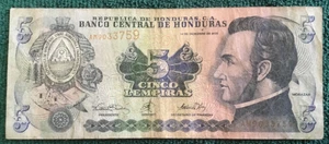 Honduras 5 Lempiras 2000. Honduranische Lempira Umlaufbanknote. P #85 - Bild 1 von 2