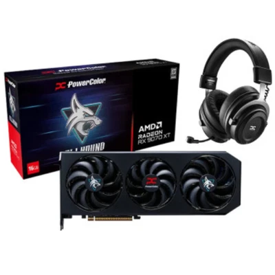 BUNDLE Video Card PowerColor Hellhound RX 9070 XT 16GB GDDR6 RX9070XT16G-LOC - Image 1 of 4