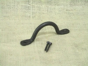 HAND FORGED IRON DRAWER BIN PULLS 4 1/4" LONG CABINET HANDLES KITCHEN BATH - Picture 1 of 7