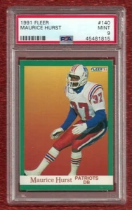 1991 FLEER #140 MAURICE HURST PSA 9 MINT POP 1 NONE HIGHER NEW ENGLAND PATRIOTS - Picture 1 of 1