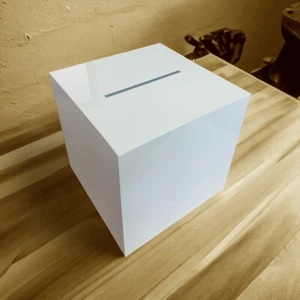 Losbox Spendenbox Geldbox Hochzeit Acryl weiß mit abnehmbaren Deckel div Größen - Bild 1 von 2
