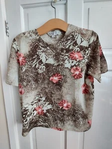 Tigi Uk 14/16 Green Floral Top Summer Holiday - Picture 1 of 10