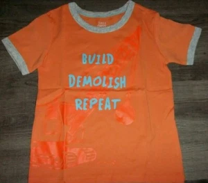 NWT Toddler Boys 3T BUILD DEMOLISH REPEAT Short Sleeve Orange Tee CRANE - Picture 1 of 2