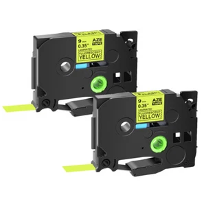 2× Ruban étiqueteuse Compatible avec Brother TZe-C21 Noir sur jaune fluo 0.35" - Zdjęcie 1 z 11