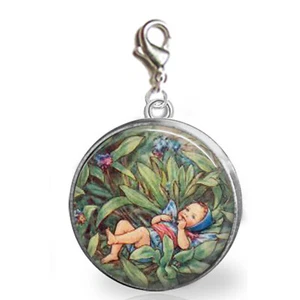 Forget Me Not Flower Fairy Charm Zipper Pull Bracelet Purse Charm Photo Jewelry - Picture 1 of 1