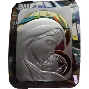 QUADRO VOLTO BELTRAMI MADONNA MARIA E GESU BAMBINO 6405/70 LAMINATO IN ARGENTO E - Picture 1 of 2