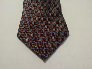 Corbata Stafford Executive Roja Geométrica 100% Seda Hecha en Italia - Imagen 1 de 4