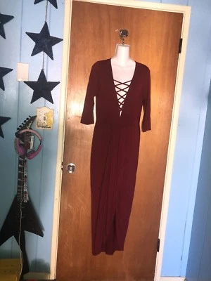 Модный журнал бренд женщин (L) клетке бордовый макси платье Рождество - Изображение 1 из 4