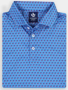 NEW Donald Ross SPORT XL Democratic Donkey Print BLUE Polo Golf Shirt Patriotic - Picture 1 of 3