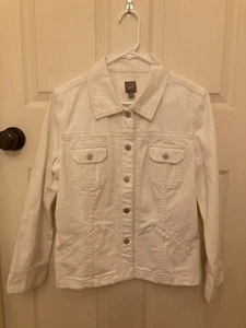 Chaqueta de mezclilla clásica blanca para mujer J.JILL talla mediana pequeña (MP) - Imagen 1 de 2
