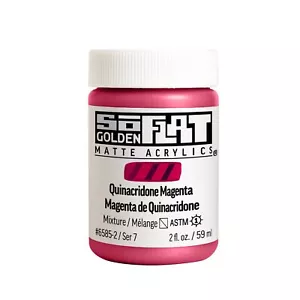 SoFlat Matte Acrylics by GOLDEN Quinacridone Magenta 2 fl. oz. Jar Profession... - Picture 1 of 7