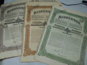 Vintage share certificate stock bond action Redeventa x 3 1925 bucharest - Picture 1 of 6