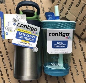 Contigo Kids Set: 14oz Tumbler & 13oz Bottle with Straw - BPA Free, Spill-Proof - Picture 1 of 6