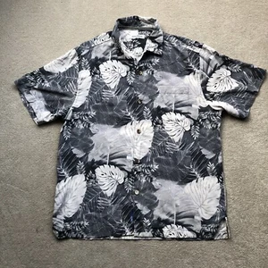Tommy Bahama Hawaiihemd Herren Seide Blumen Grau Größe L - Bild 1 von 15
