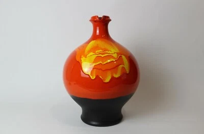 OP Art Design Vase Hutschenreuther Lava 70er 70s Orange Rot Art Pottery  - Bild 1 von 4