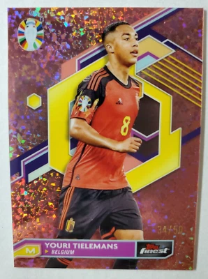 2023 Topps Finest UEFA Euro Youri Tielemans #9 Gold Mini Diamond Refractor /50 - Image 1 of 2