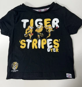 Richmond Tigers Baby Cotton T-Shirt Vintage Logo Black AFL Size 6 - 12 Months - Picture 1 of 5