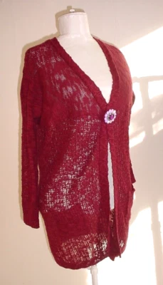 Suéter Cárdigan Maurices XS Gran Tamaño Semi Transparente Mangas Largas Bolsillos con Prendedor Foto 1 de 4
