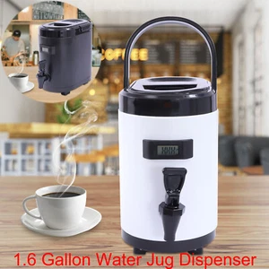 Water Jug 1.6 Gallon Hot Cold Beverage Jar Ice Tea Pitcher Beverage Dispenser - Picture 1 of 34